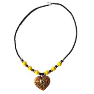 Beaded choker necklace with heart pendant